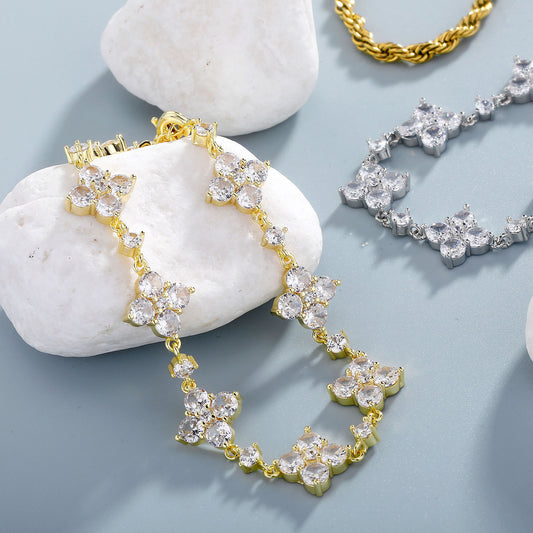 Flower Rhinestone Bracelet Light Luxury Sparking